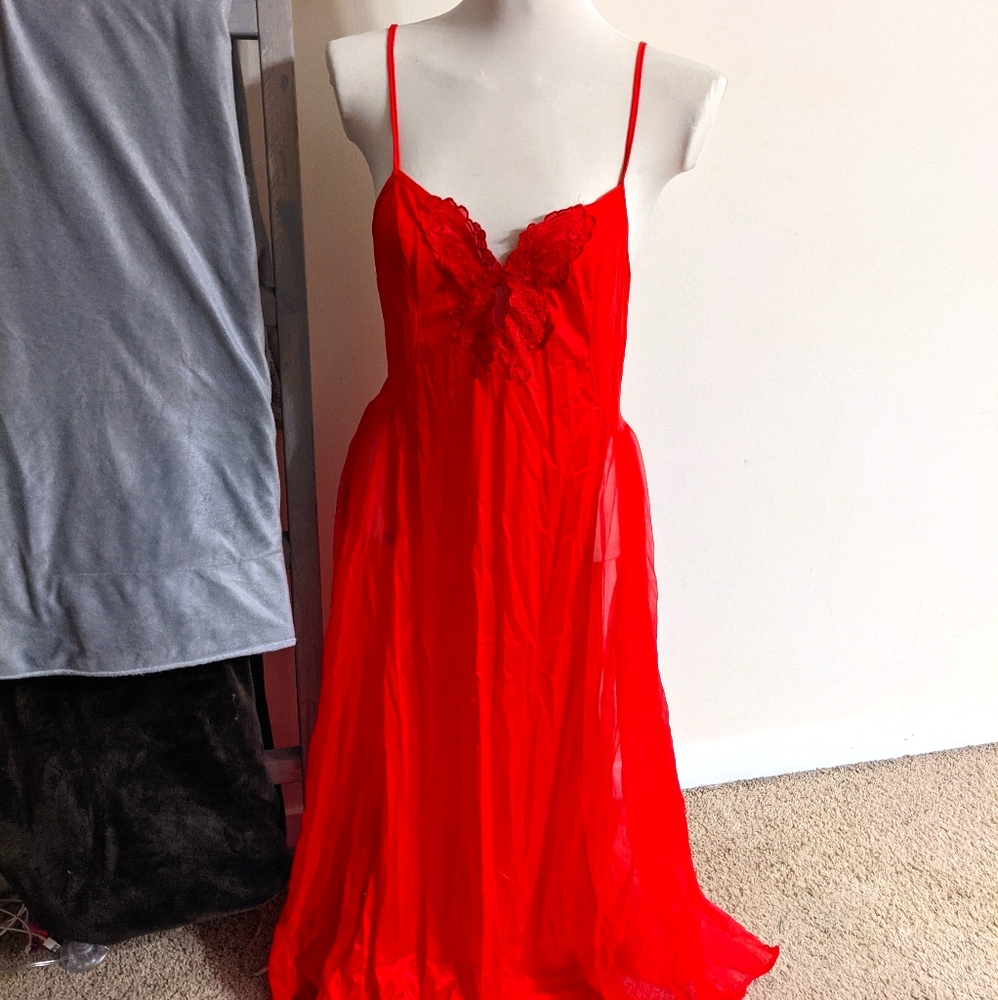 Vintage Adonna Red Floor Length Nightgown